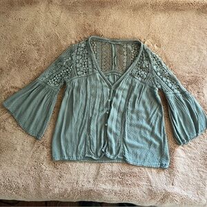 Laced sage green blouse